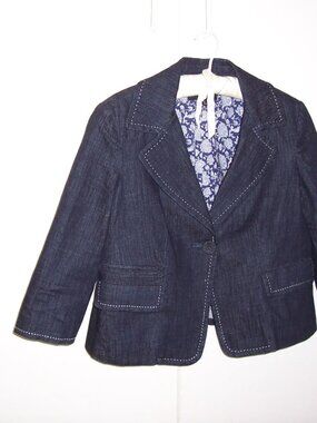 Talbot's Cropped Denim Jacket 6P with 3/4 Length Sleeves
